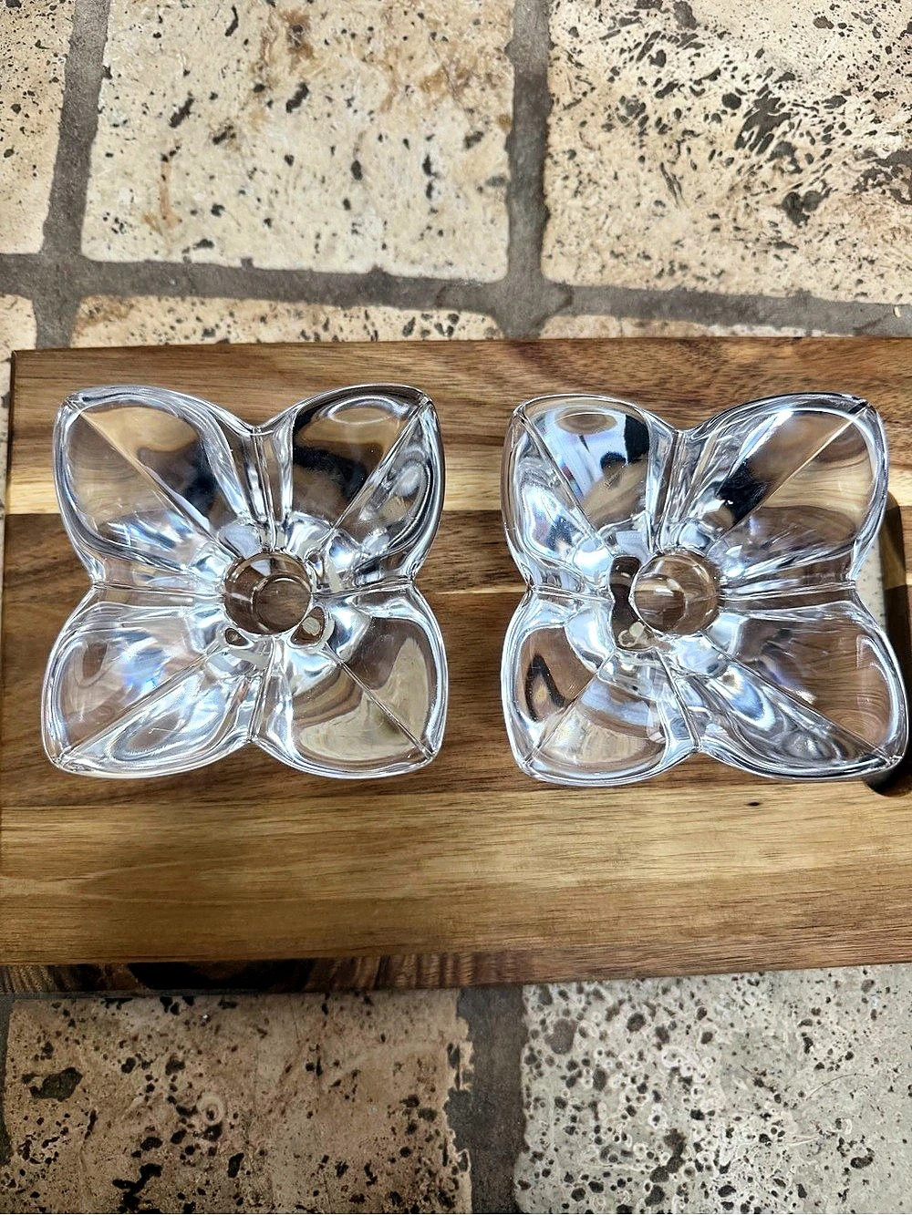 Orrefors Flower Glass candle holder Set